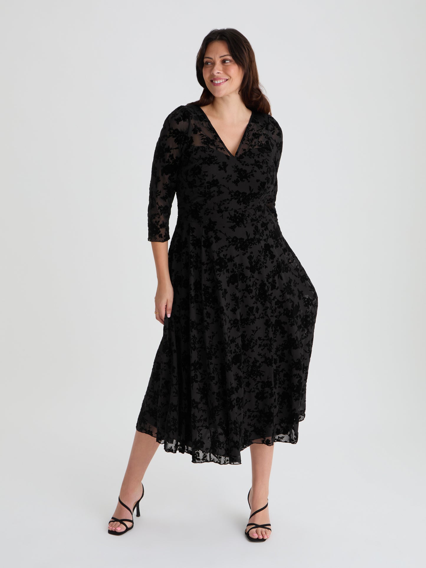 Petite Katherine Vintage Black Long Midi Dress