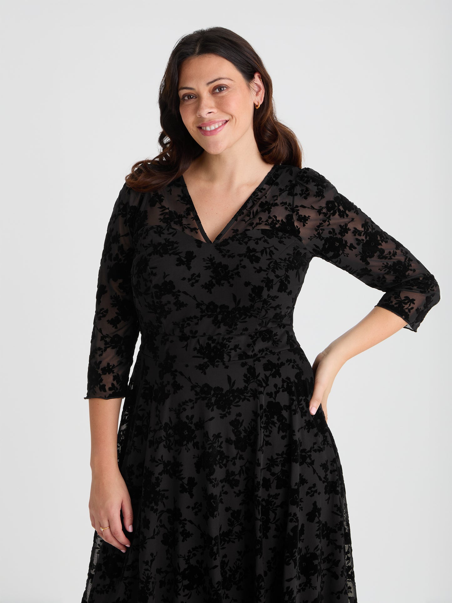 Petite Katherine Vintage Black Long Midi Dress