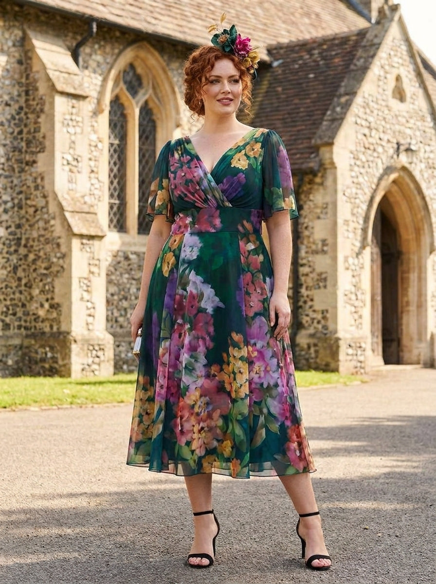 green angel sleeve dress Ireland Silky Angel Sleeve Faux Wrap Dress Jade XS