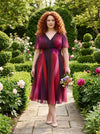 Petite Victoria Mulberry Ombre Angel Sleeve Mesh Long Midi Dress