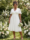 Victoria Solid Ivory Angel Sleeve Mesh Midi Dress