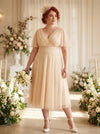 Victoria Cream Dobby Spot Angel Sleeve Mesh Long Midi Dress