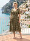 Victoria Leopard Print Angel Sleeve Mesh Long Midi Dress