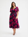 Victoria Black Lipstick Rose Angel Sleeve Mesh Long Midi Dress
