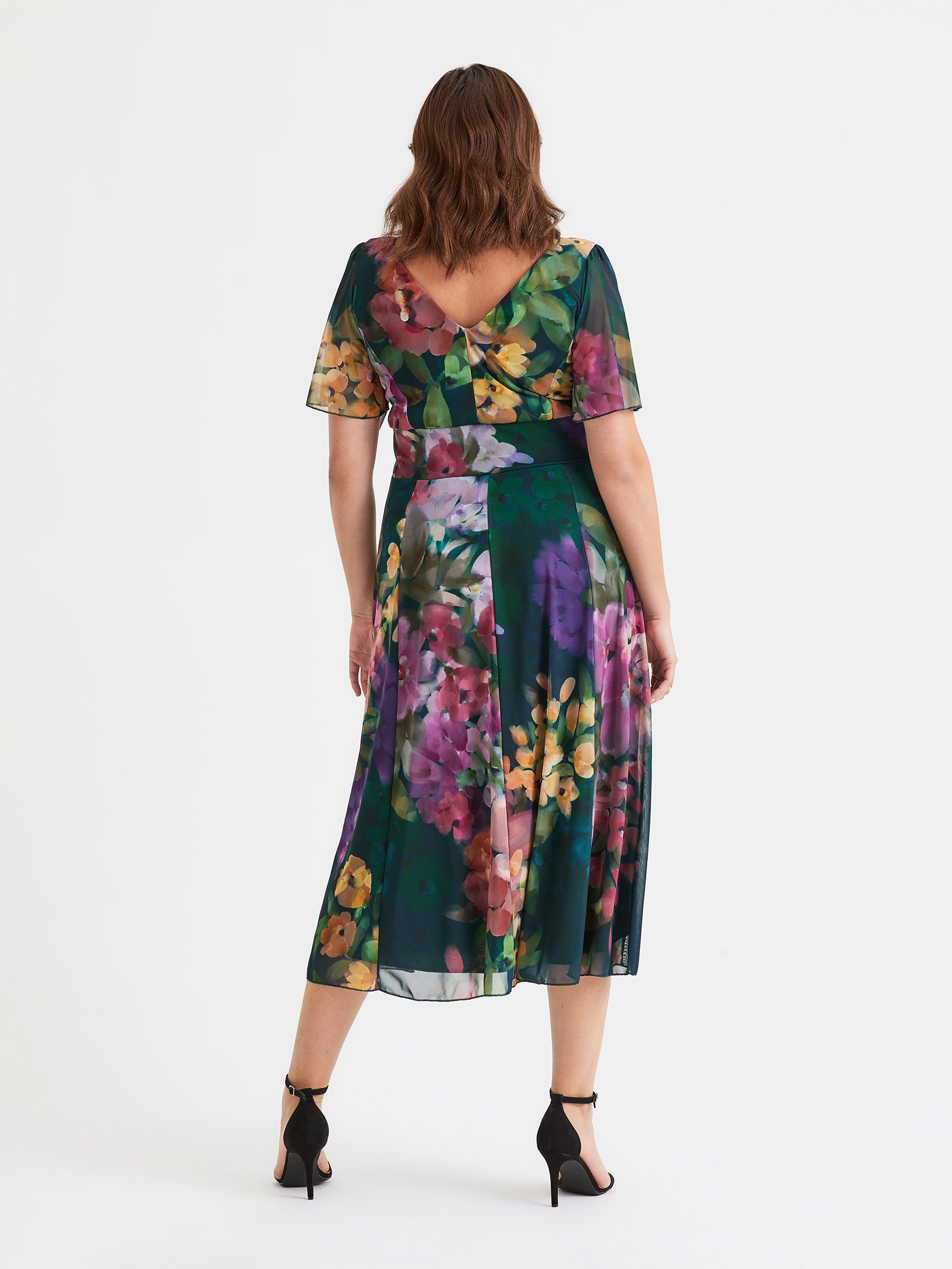 Victoria Green Multi Angel Sleeve Mesh Long Midi Dress – Scarlett & Jo