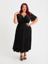 Petite Victoria Vintage Black Devore Angel Sleeve Mesh Long Midi Dress