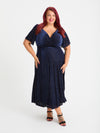 Petite Victoria Vintage Midnight Devore Angel Sleeve Mesh Long Midi Dress