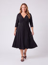 Petite Claudia Black Peach Touch Jersey Knot Front Dress