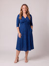 Petite Claudia Blue Feather Peach Touch Jersey Knot Front Dress