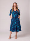 Petite Claudia Blue Paisley Peach Touch Jersey Knot Front Dress