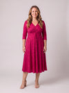 Petite Claudia Magenta Feather Peach Touch Jersey Knot Front Dress