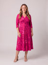 Petite Claudia Magenta Paisley Peach Touch Jersey Knot Front Dress