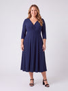 Petite Claudia Navy Peach Touch Jersey Knot Front Dress