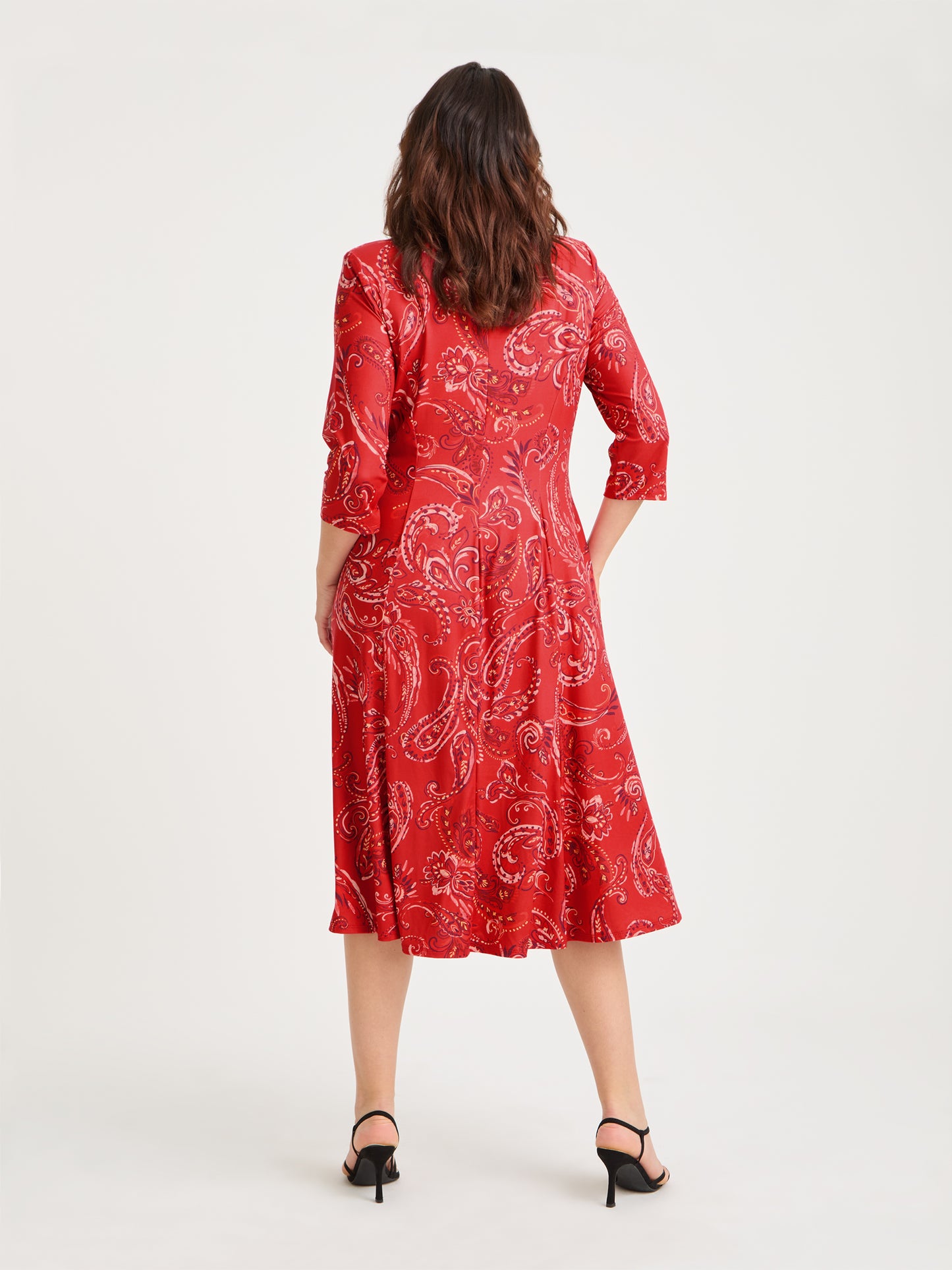 Claudia Red Paisley Jersey Knot Front Dress