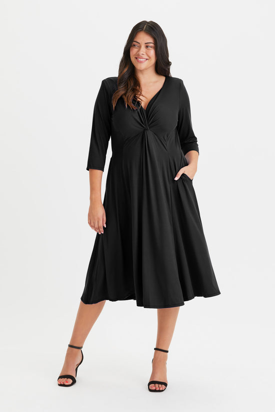 Claudia Black Jersey Knot Front Dress