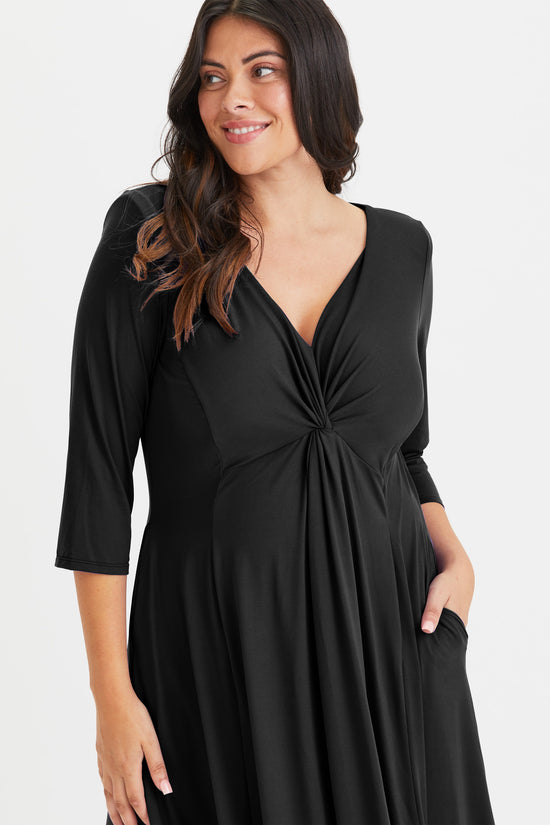 Claudia Black Jersey Knot Front Dress