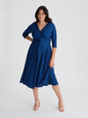 Claudia Blue Feather Peach Touch Jersey Knot Front Dress