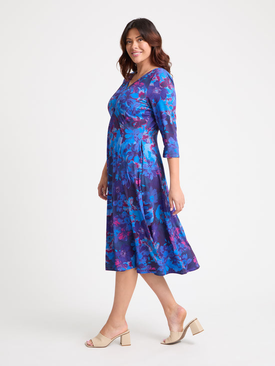 Claudia Blue Maroon Jersey Knot Front Dress