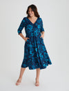 Claudia Blue Paisley Peach Touch Jersey Knot Front Dress