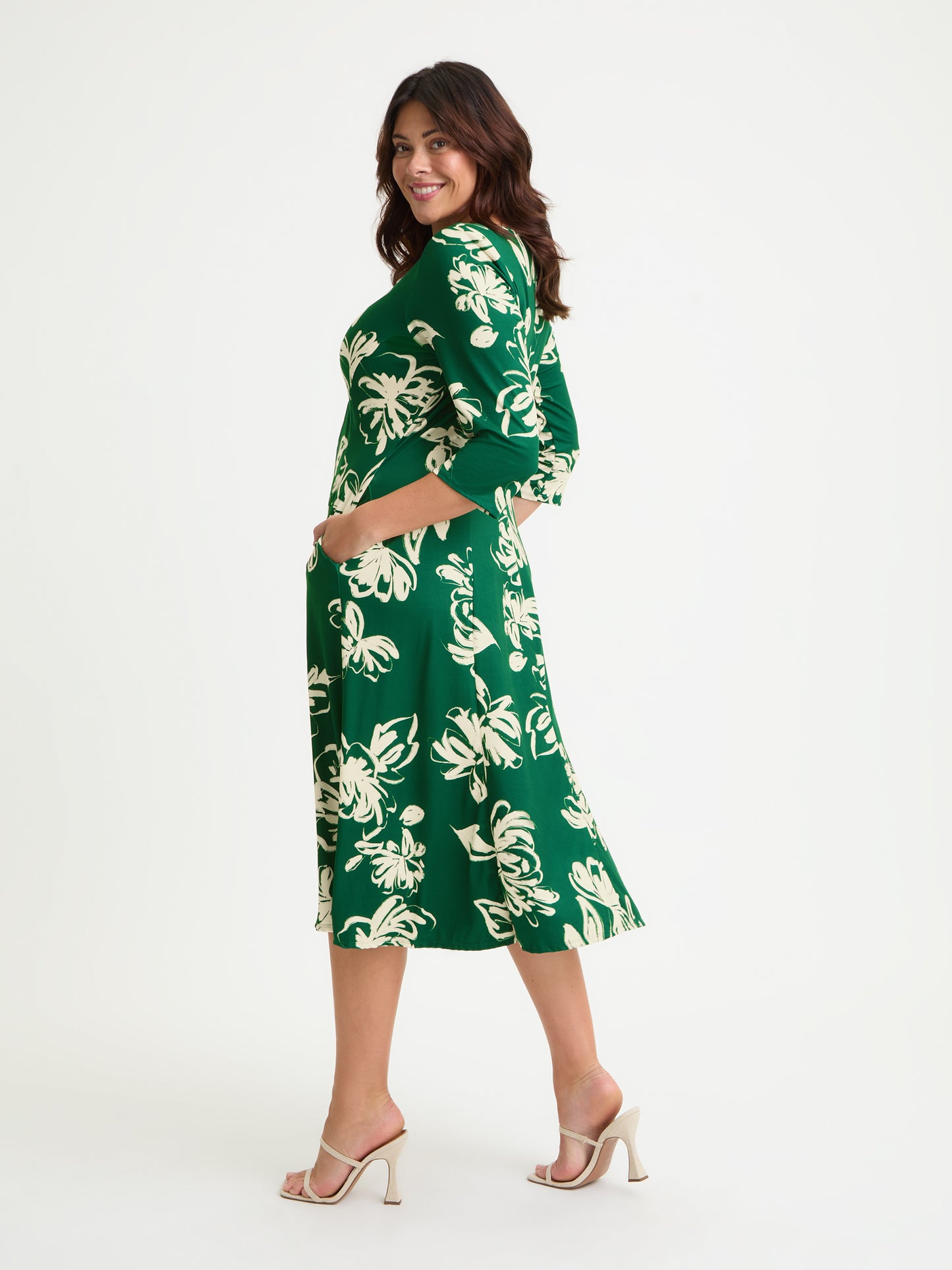 Claudia Green Cream Jersey Knot Front Dress