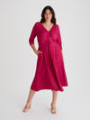 Claudia Magenta Feather Peach Touch Jersey Knot Front Dress