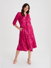 Claudia Magenta Paisley Peach Touch Jersey Knot Front Dress