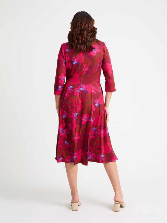 Claudia Maroon Red Jersey Knot Front Dress