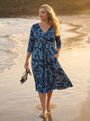 Claudia Navy Paisley Jersey Knot Front Dress