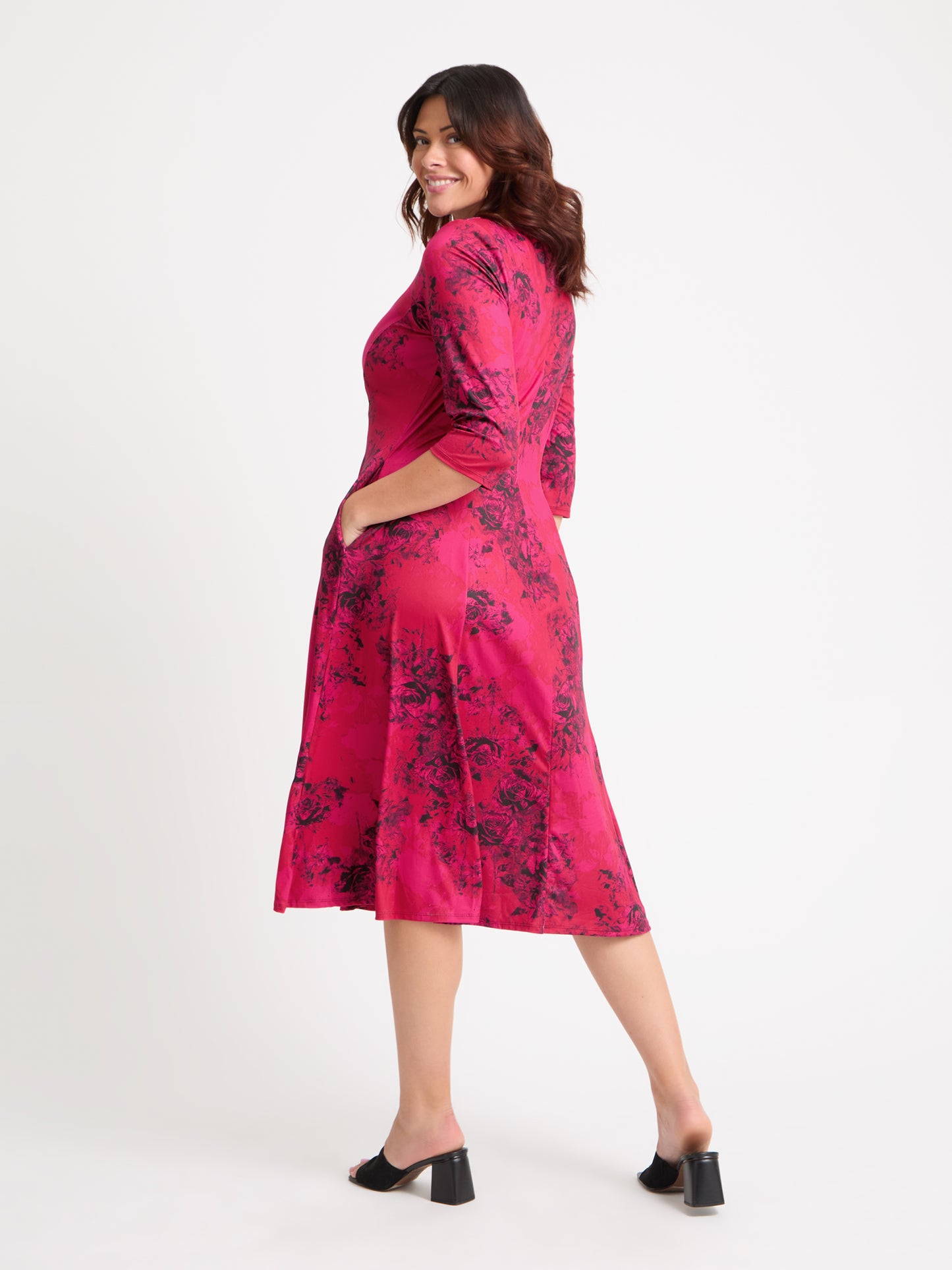 Claudia Red Black Jersey Knot Front Dress