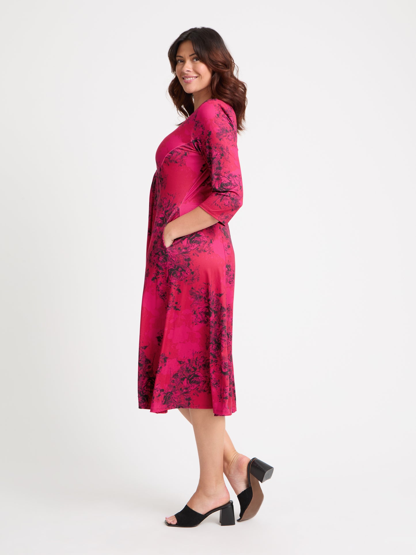 Claudia Red Black Jersey Knot Front Dress