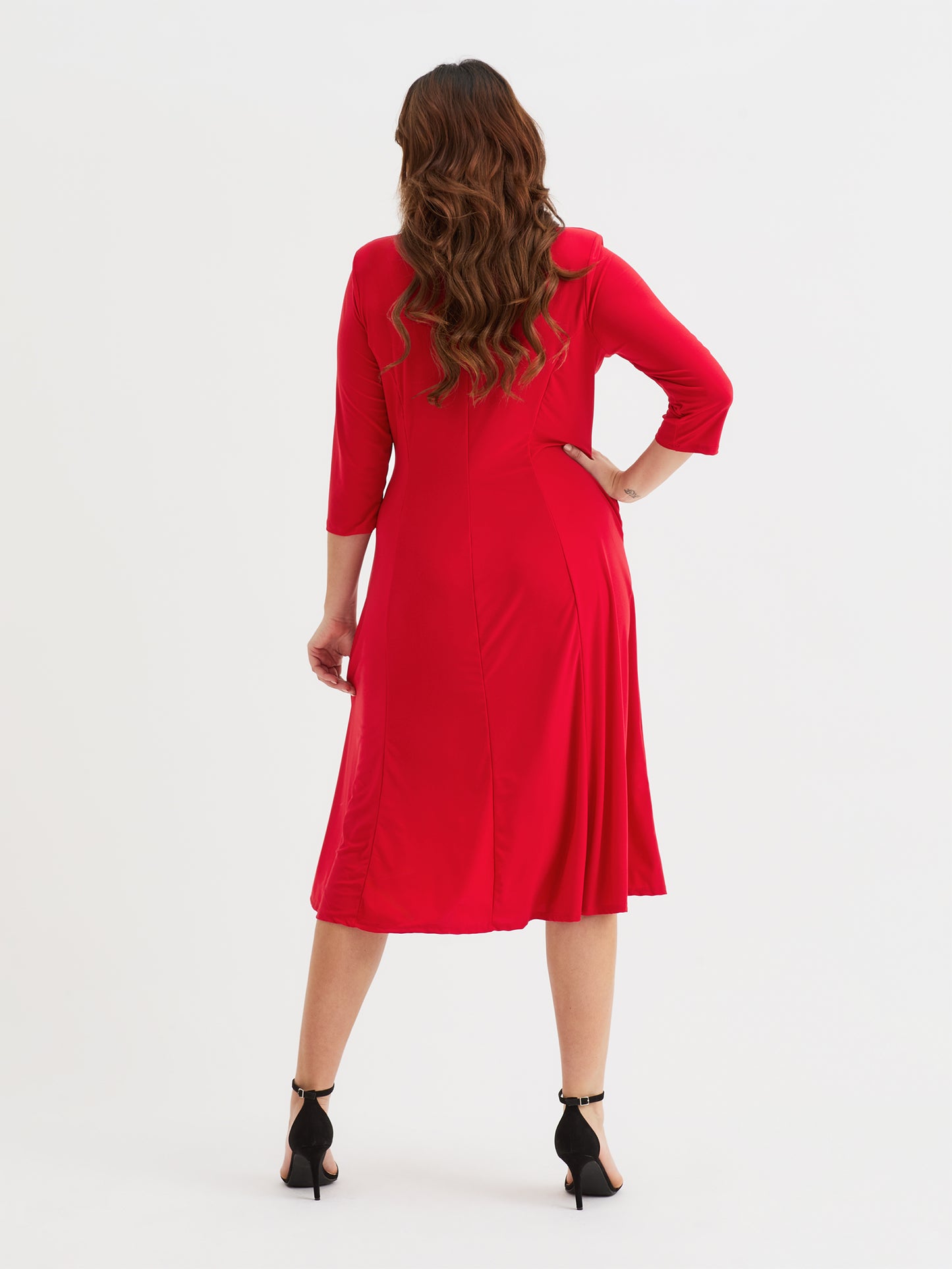 Claudia Scarlet Red Jersey Knot Front Dress