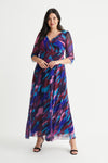 Verity Flattering Plus Size Magenta Multi Print Maxi Gown