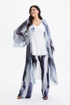 Black Grey Ivory Waterfall Long Mesh Kimono