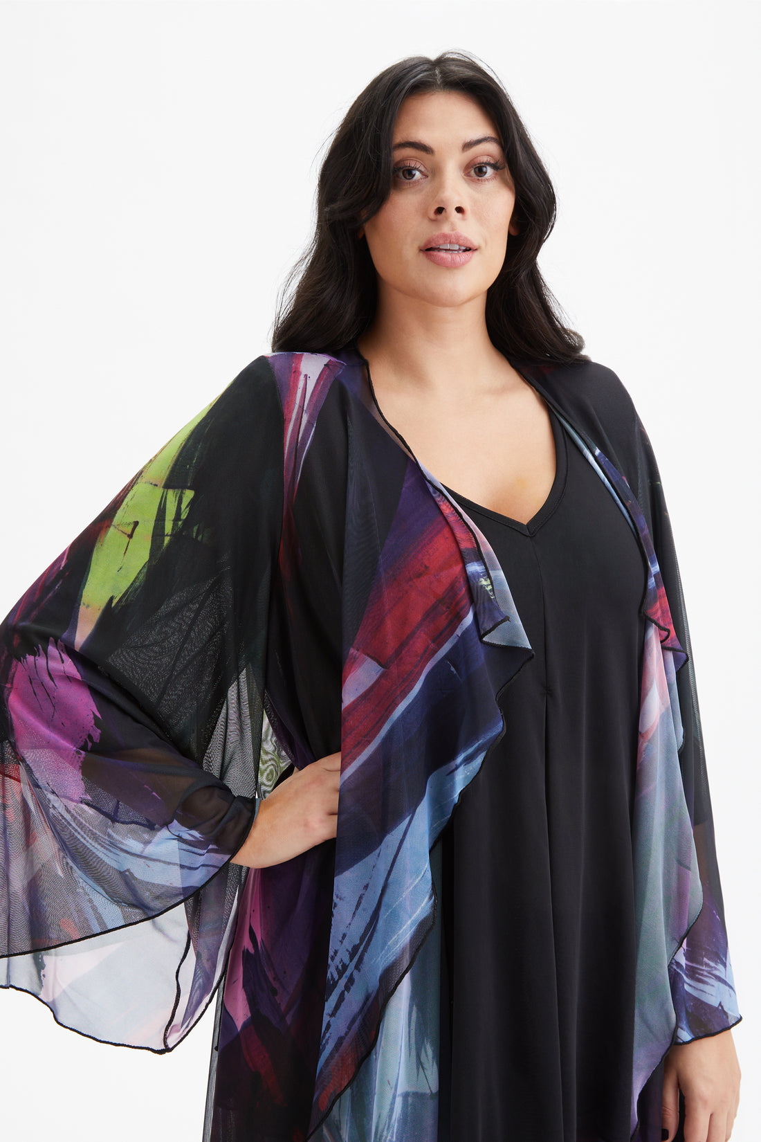 Enigma Abstract Multicolour Printed Long Kimono
