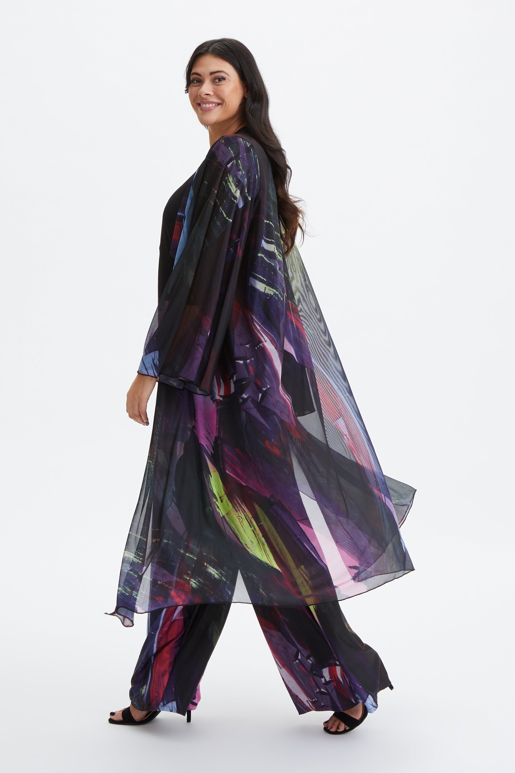 Canvas & Chaos Abstract Long Kimono - Multicolor main image 1