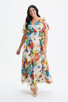 Isabelle Cream Multi Float Sleeve Maxi Dress