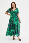 Isabelle Green Rose Float Sleeve Maxi Dress