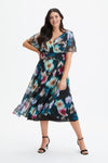 Victoria Black Blur Angel Sleeve Mesh Long Midi Dress
