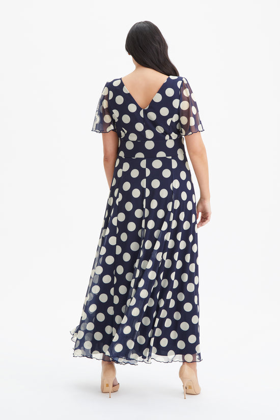 Isabelle Navy Cream Float Sleeve Maxi Dress