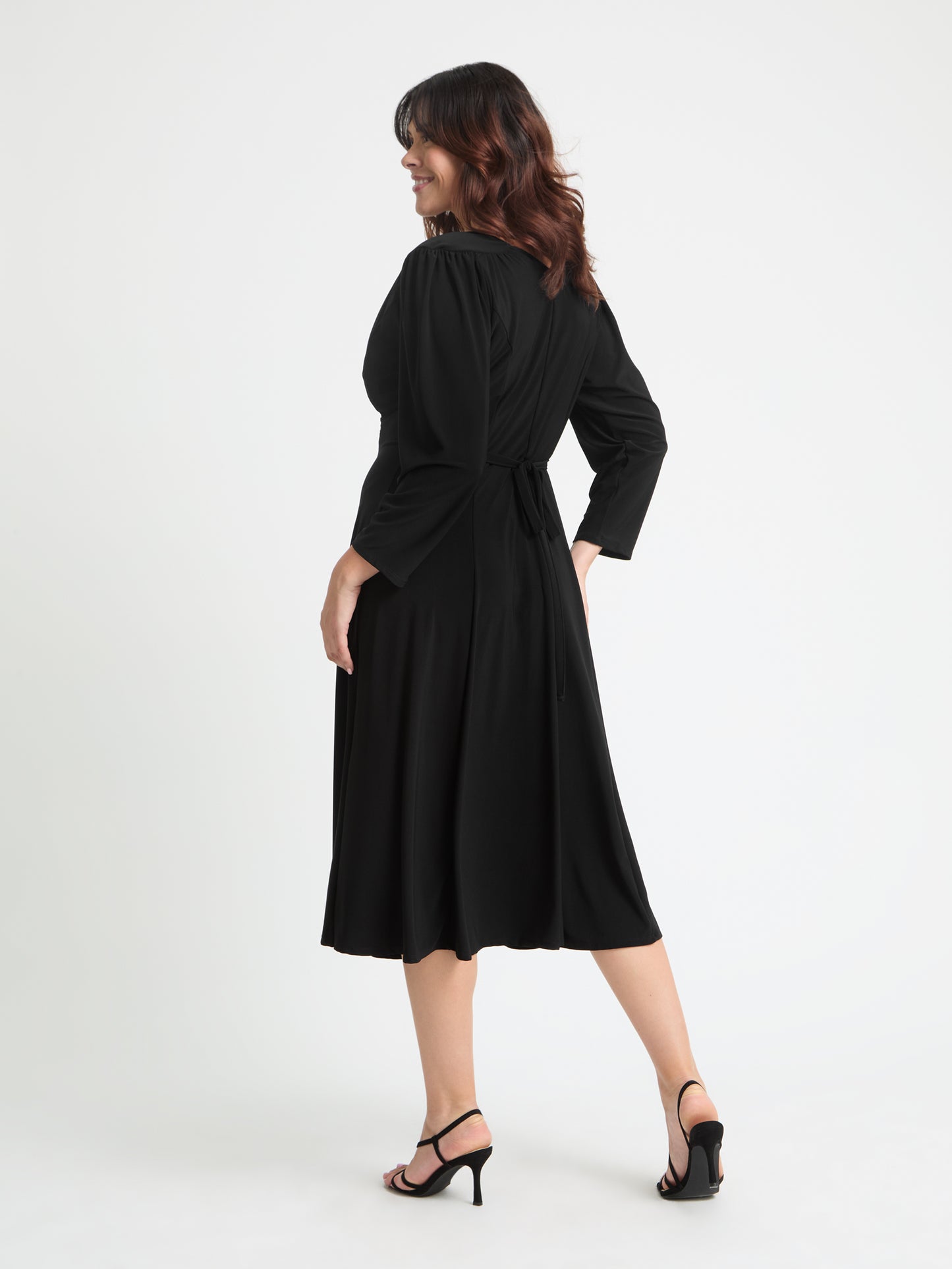 Louise Black Wrap Fit & Flare Dress