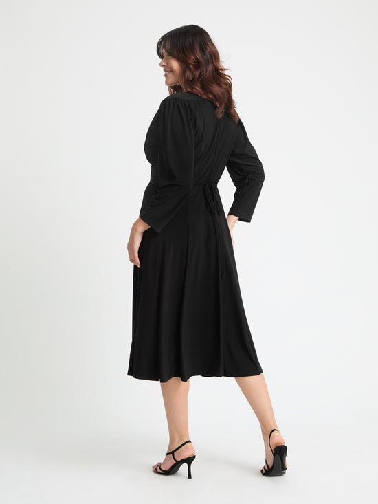 Louise Black Wrap Fit & Flare Dress