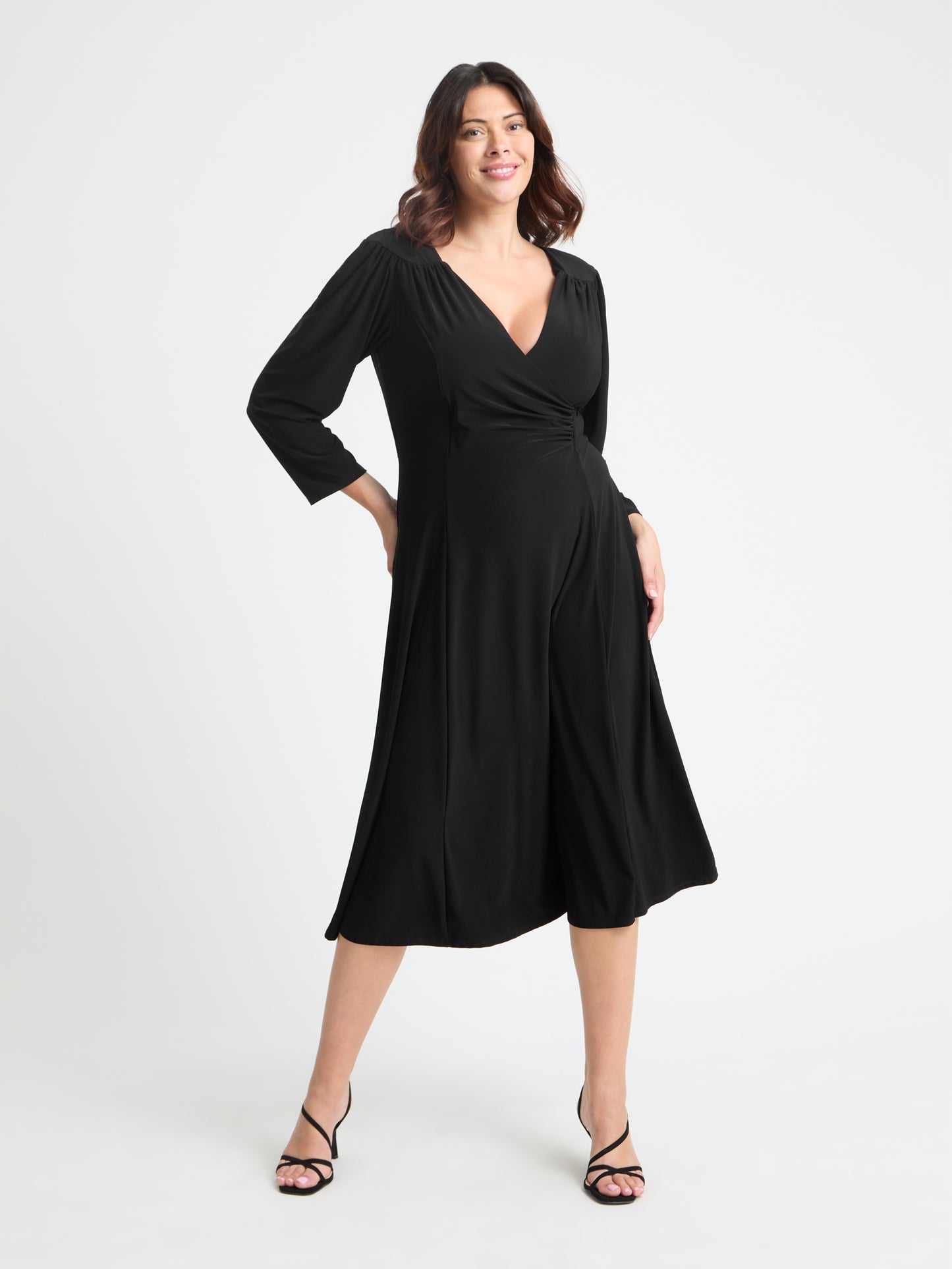 Louise Black Wrap Fit & Flare Dress