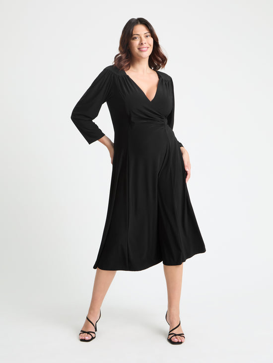 Louise Black Wrap Fit & Flare Dress