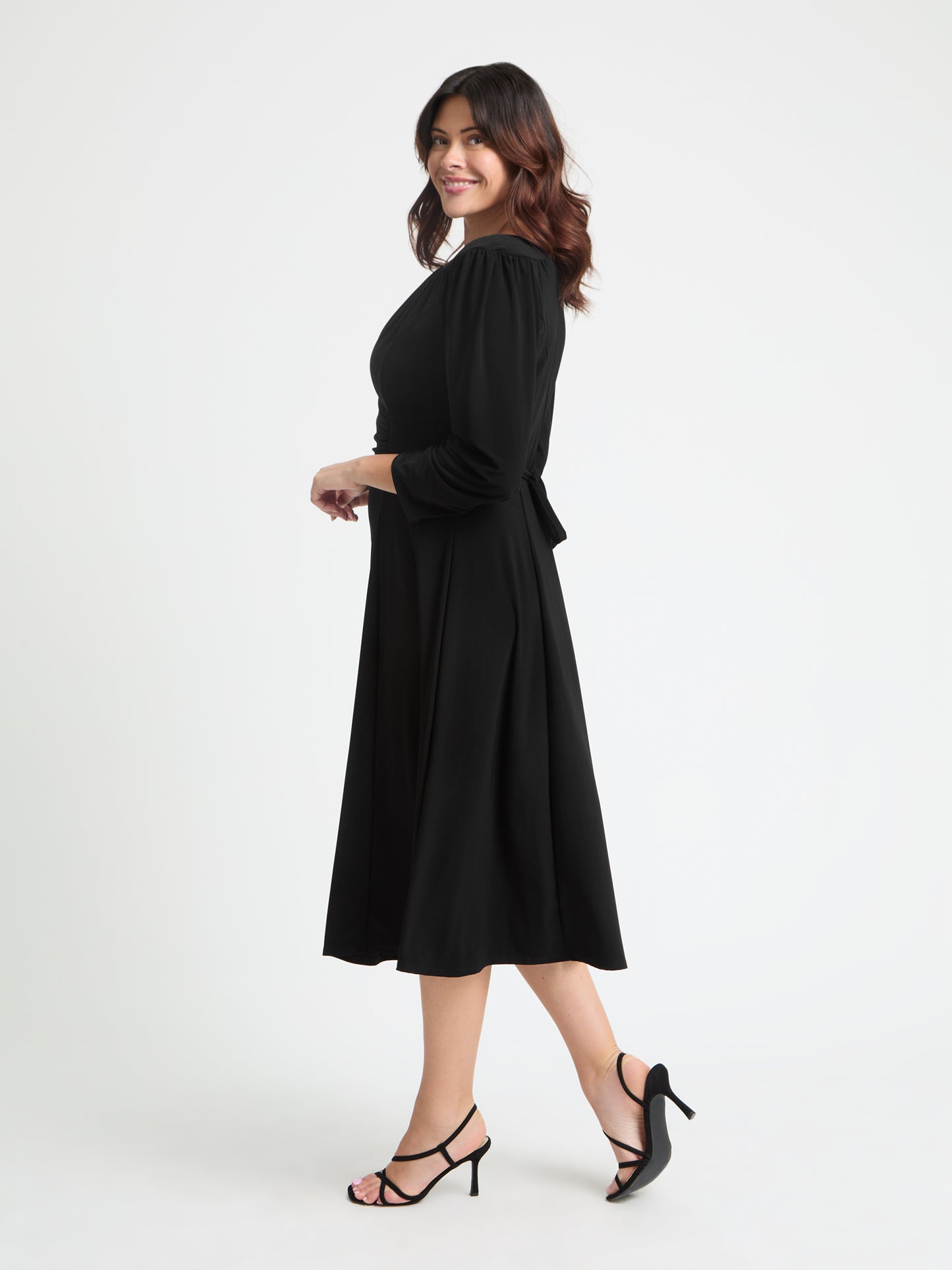 Louise Black Wrap Fit & Flare Dress