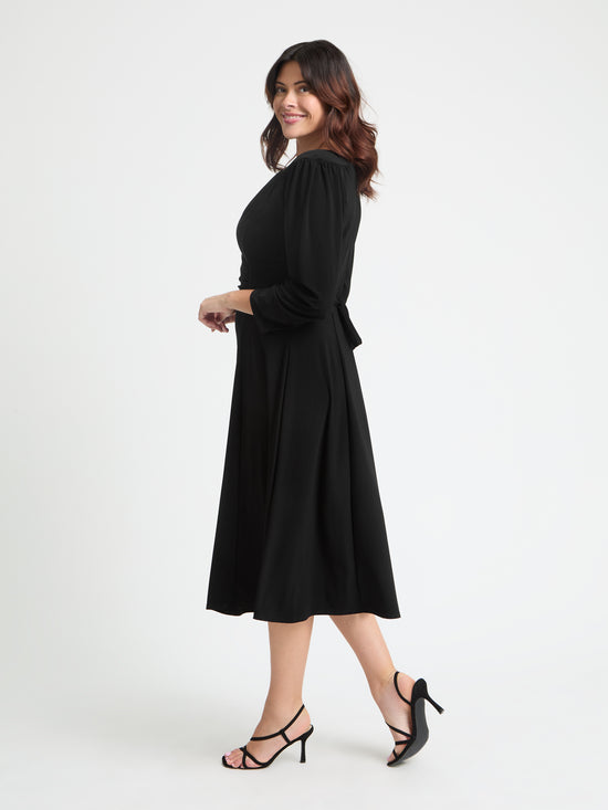 Louise Black Wrap Fit & Flare Dress