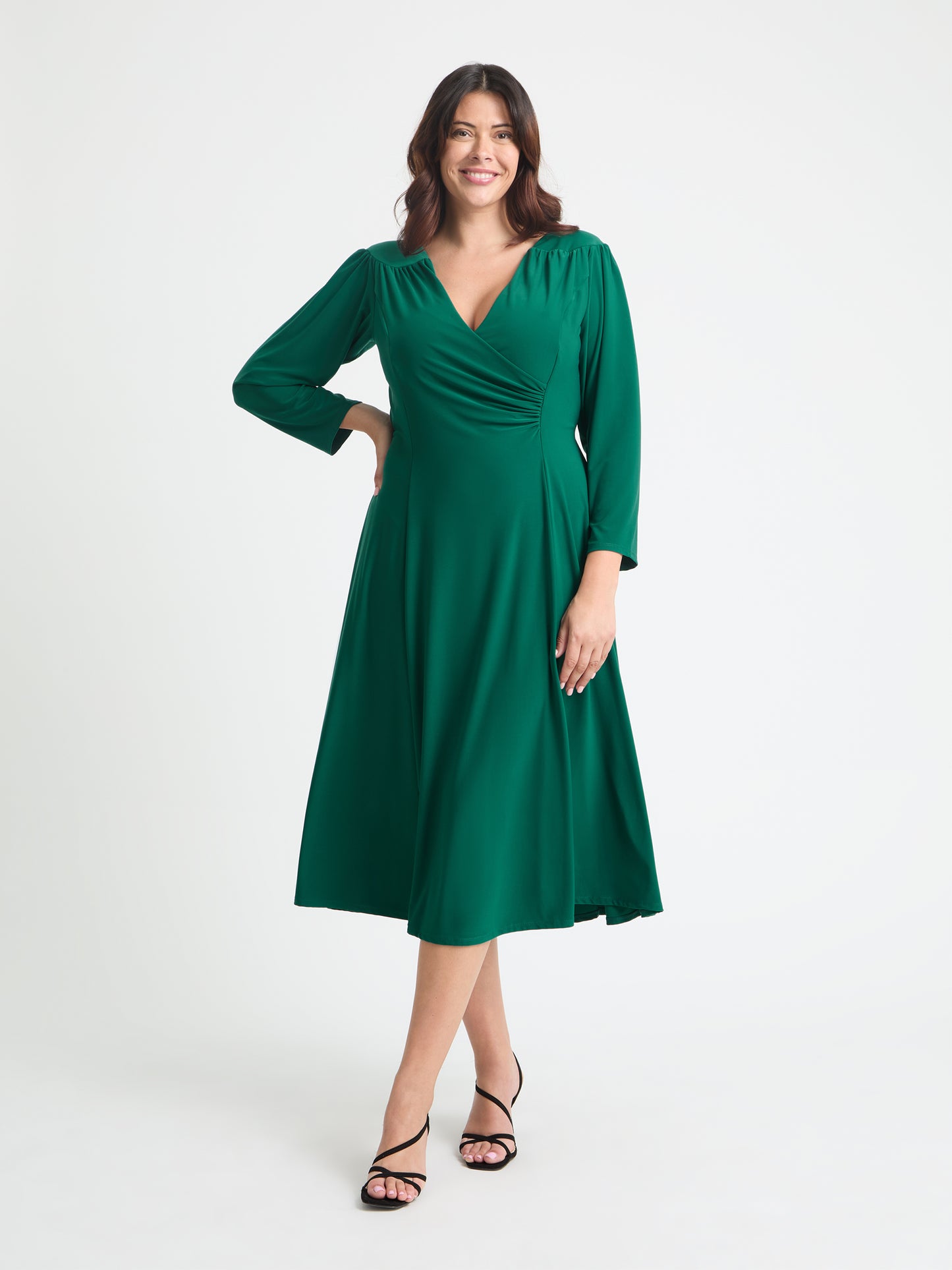 Louise Green Wrap Fit & Flare Dress Scarlett & Jo Louise Green Wrap Fit & Flare Dress Scarlett & Jo