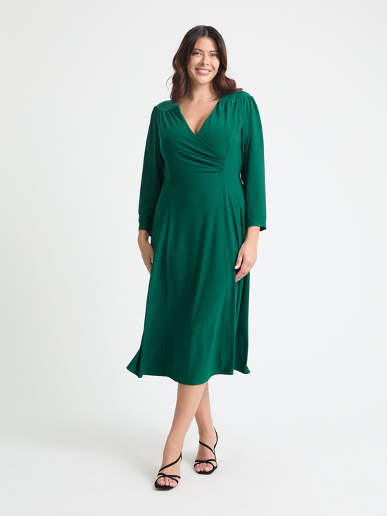 Louise Green Wrap Fit & Flare Dress