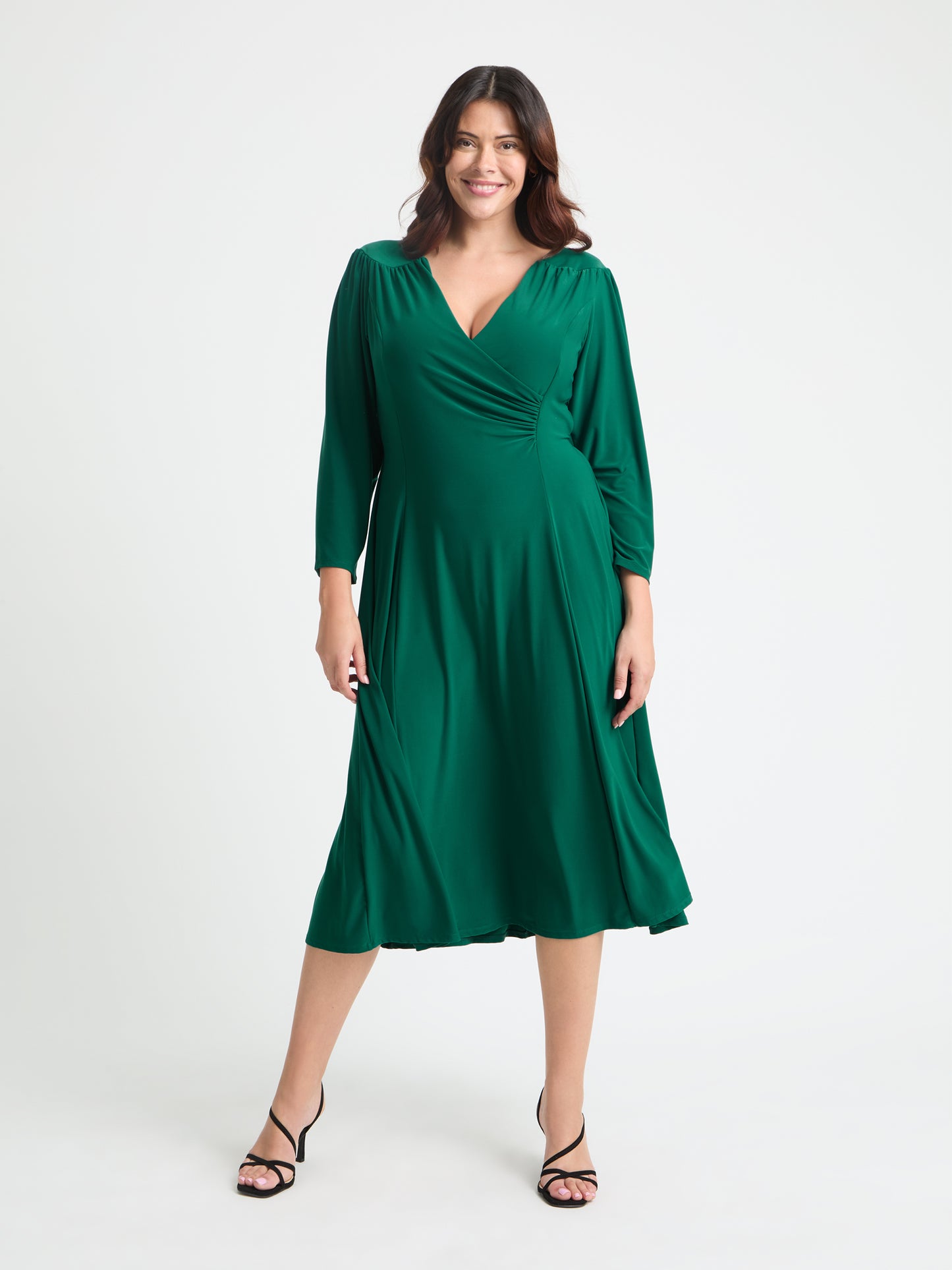 Louise Green Wrap Fit & Flare Dress Scarlett & Jo Louise Green Wrap Fit & Flare Dress Scarlett & Jo