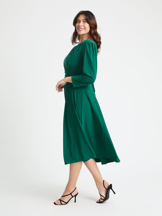 Louise Green Wrap Fit & Flare Dress