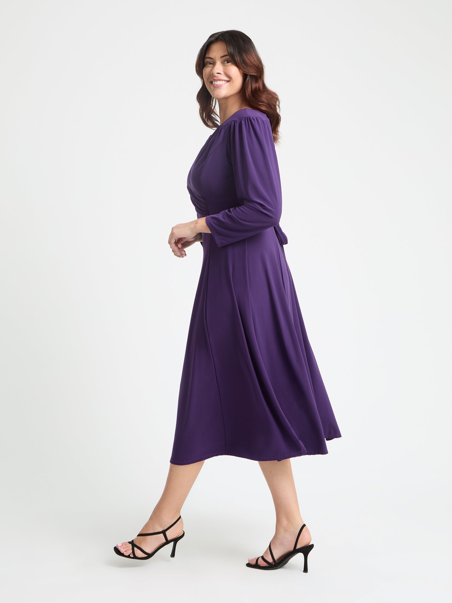 Louise Purple Wrap Fit & Flare Dress – Scarlett & Jo
